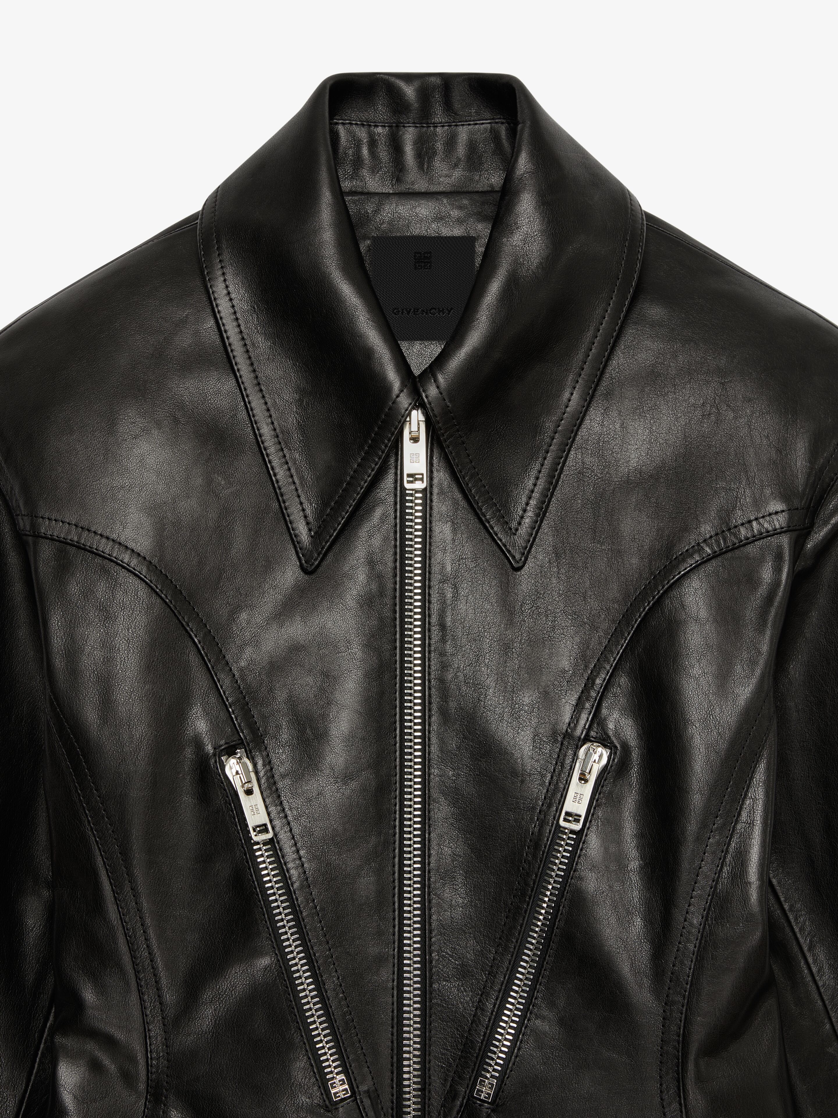 ZIPPED COAT WITH ZIP DETAILS IN LEATHER - 5
