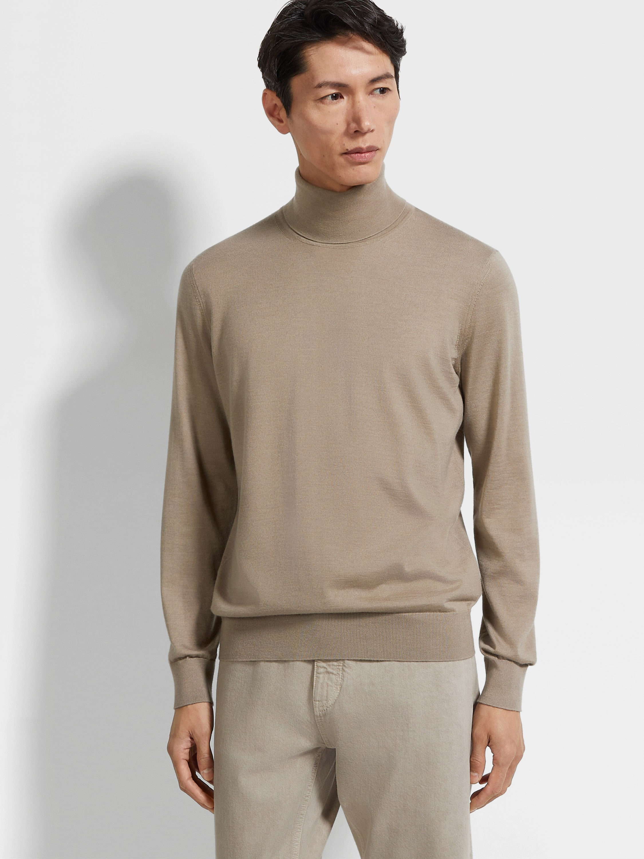 LIGHT TAUPE MÉLANGE CASHSETA TURTLENECK - 3