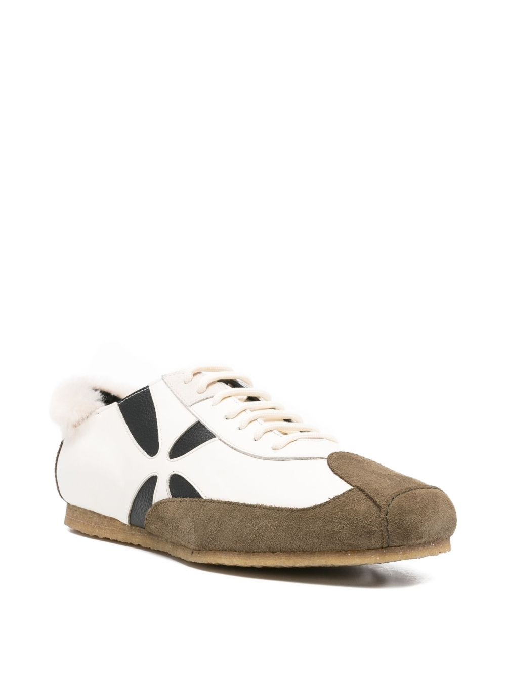 flower-detail leather sneakers - 2