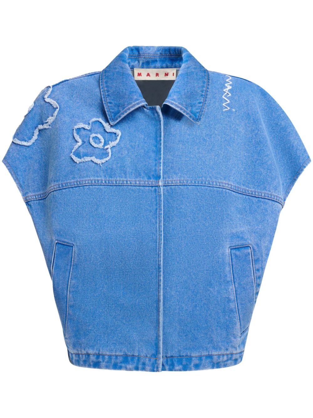 embroidered short-sleeve jacket - 1