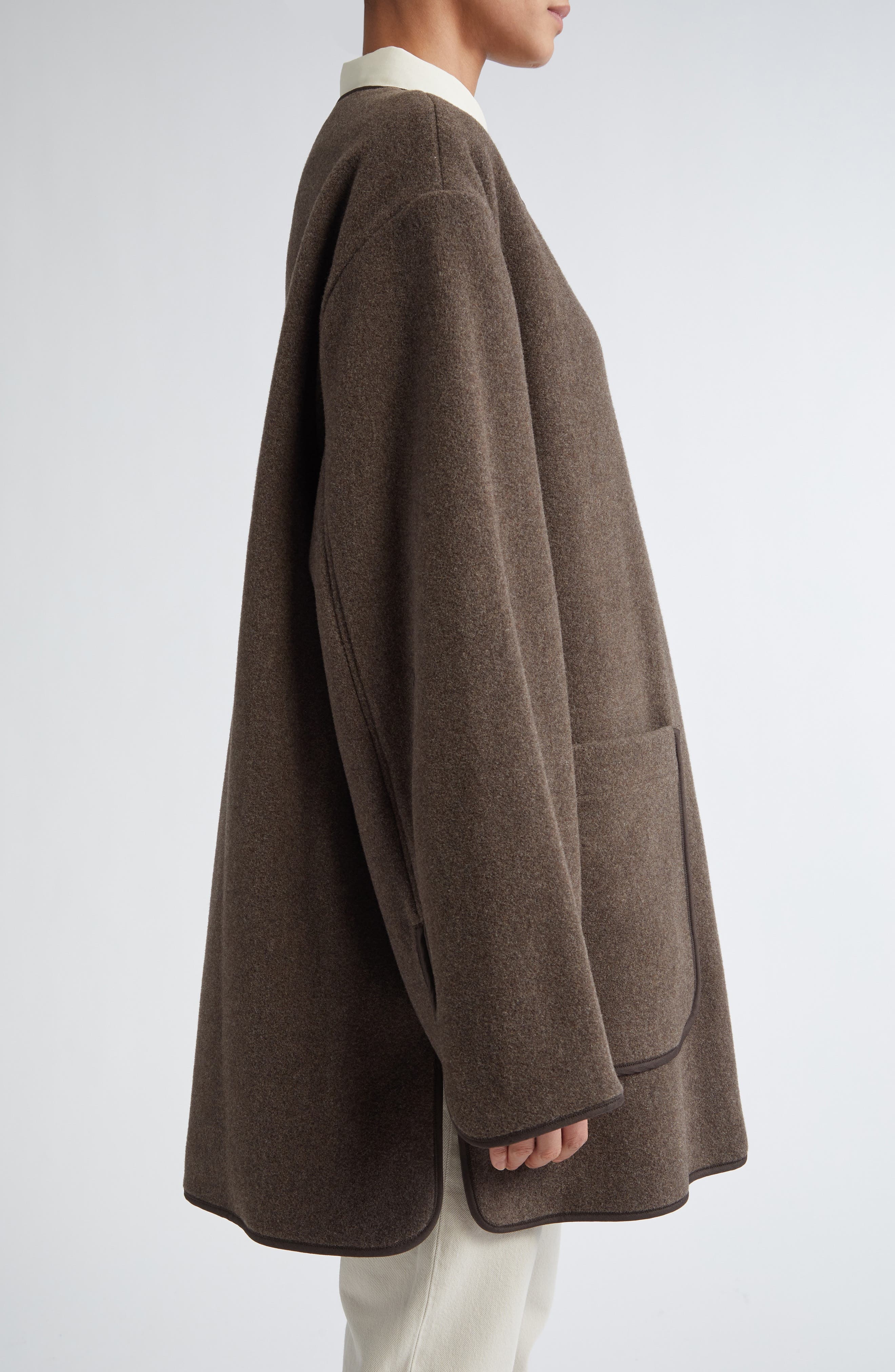 TOTEME Wool Blend Felt Jacket in Oak Melange at Nordstrom - 4