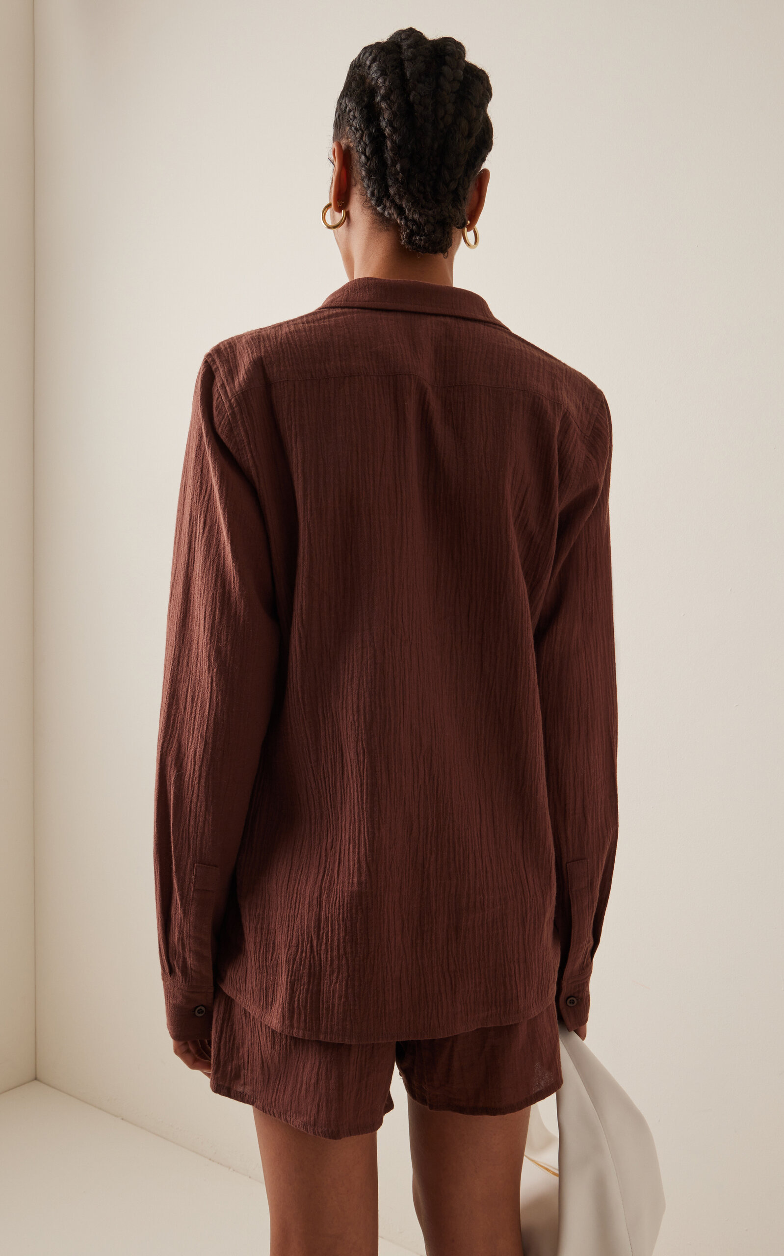 Exclusive Jolene Cotton Button-Down Shirt brown - 4