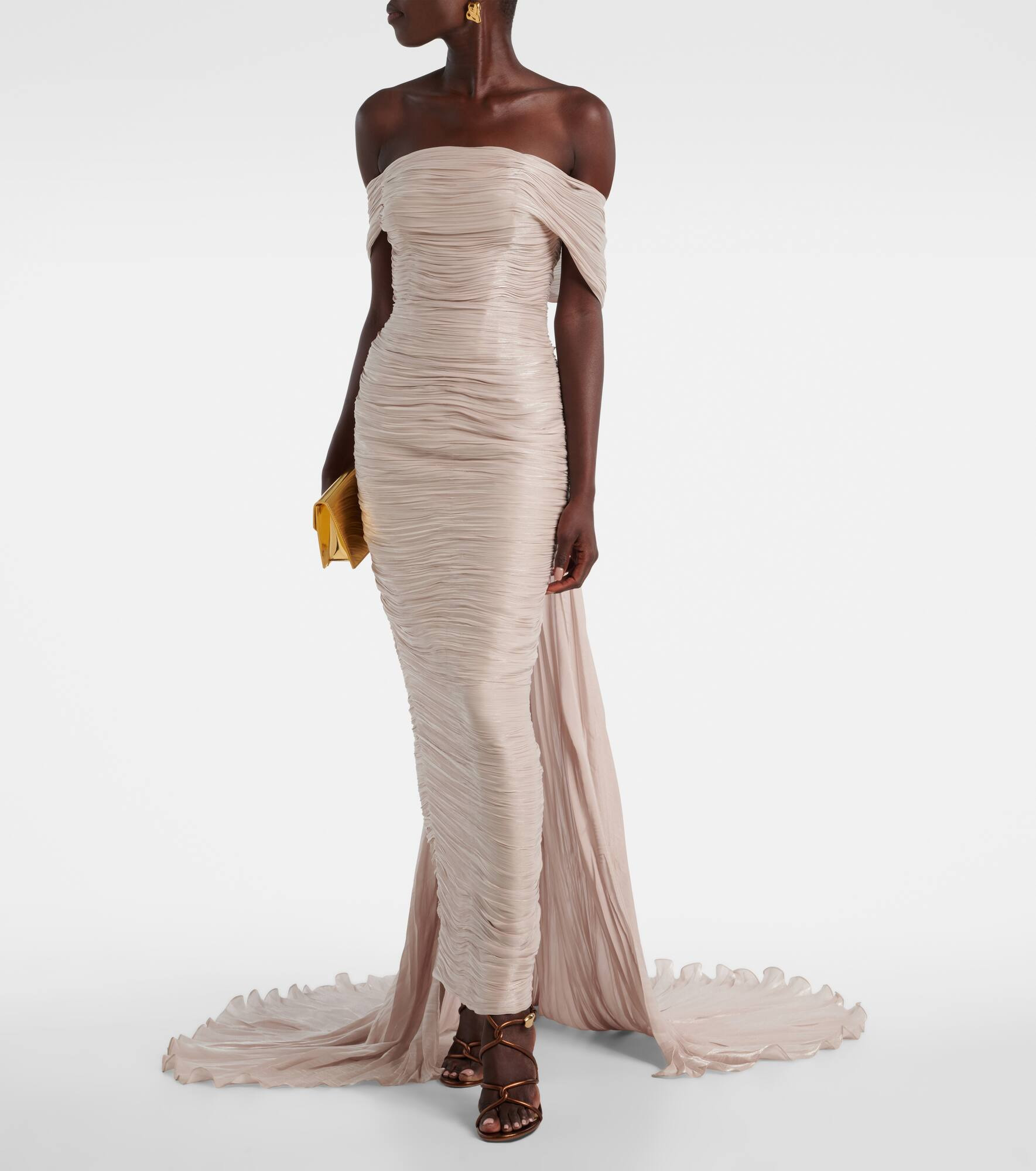 Off-shoulder pleated bustier gown - 2
