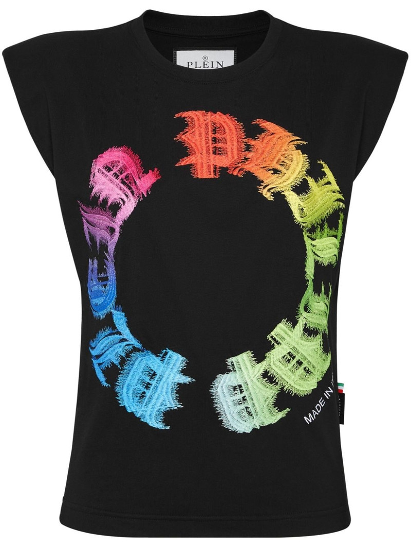 Rainbow gothic-print tank top 1