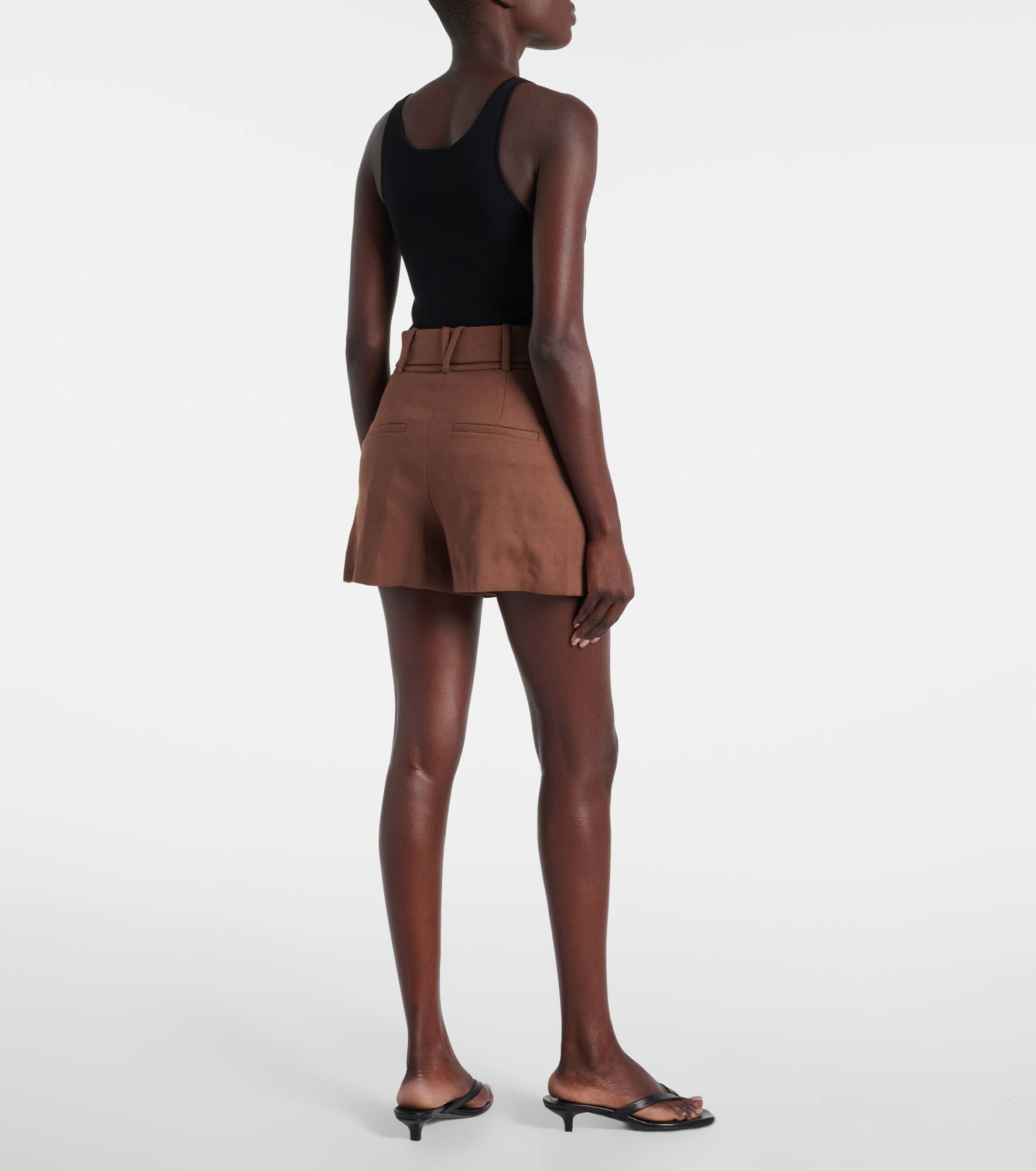 Piper belted linen-blend shorts - 3