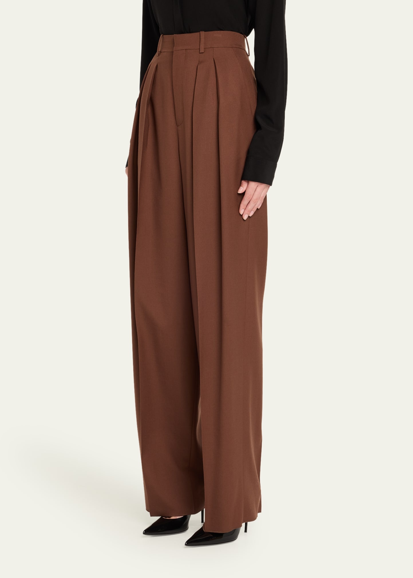 Double-Pleated Straight-Leg Trousers - 4
