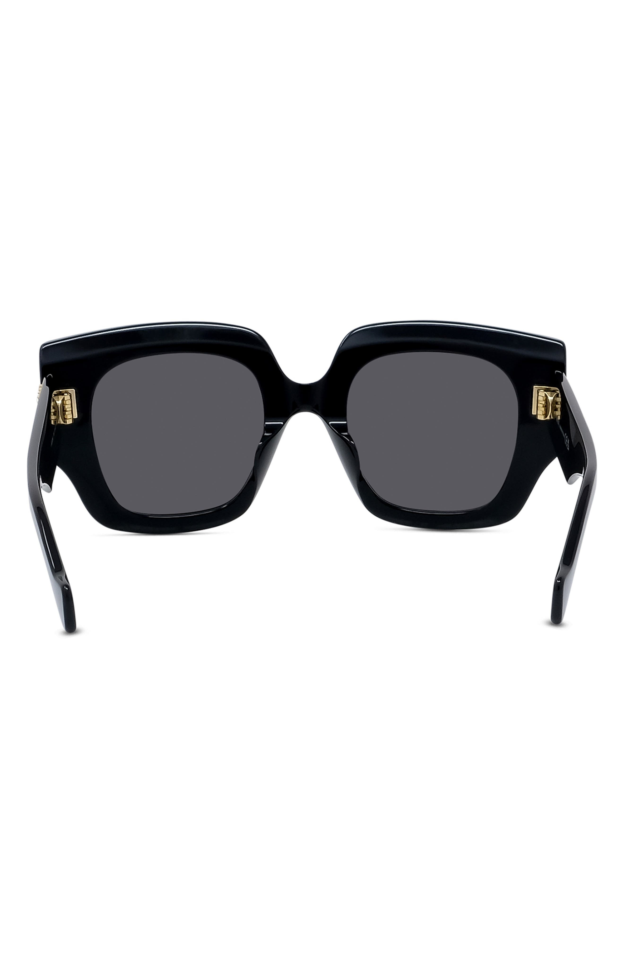 Loewe Anagram 50mm Small Geometric Sunglasses in Shiny Black /Smoke at Nordstrom - 4