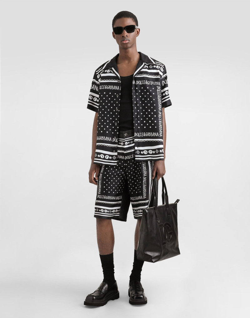 Dolce & Gabbana Printed silk and denim shorts outlook