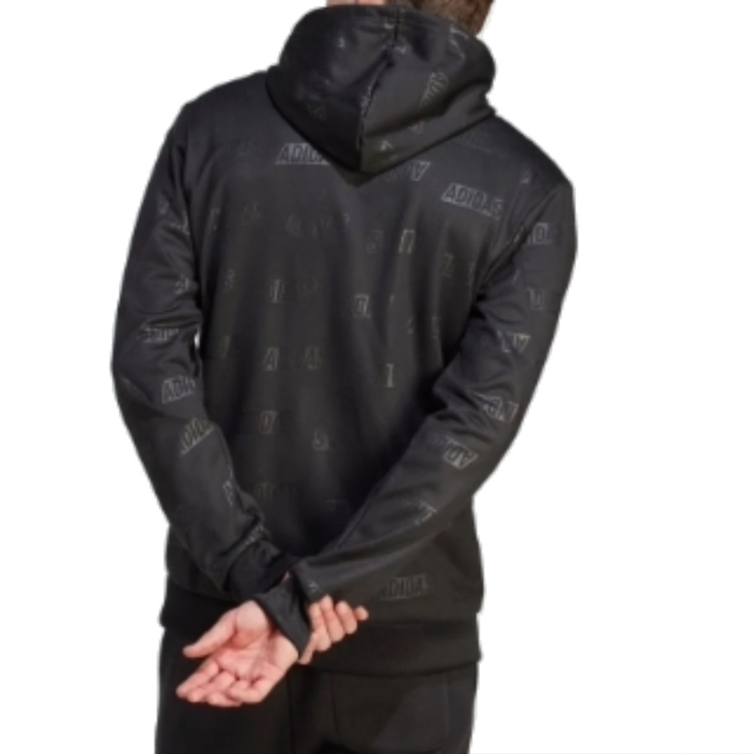 adidas Original Embossed Polar Fleece Full-Zip Hoodie 'Black' IJ6427 - 3