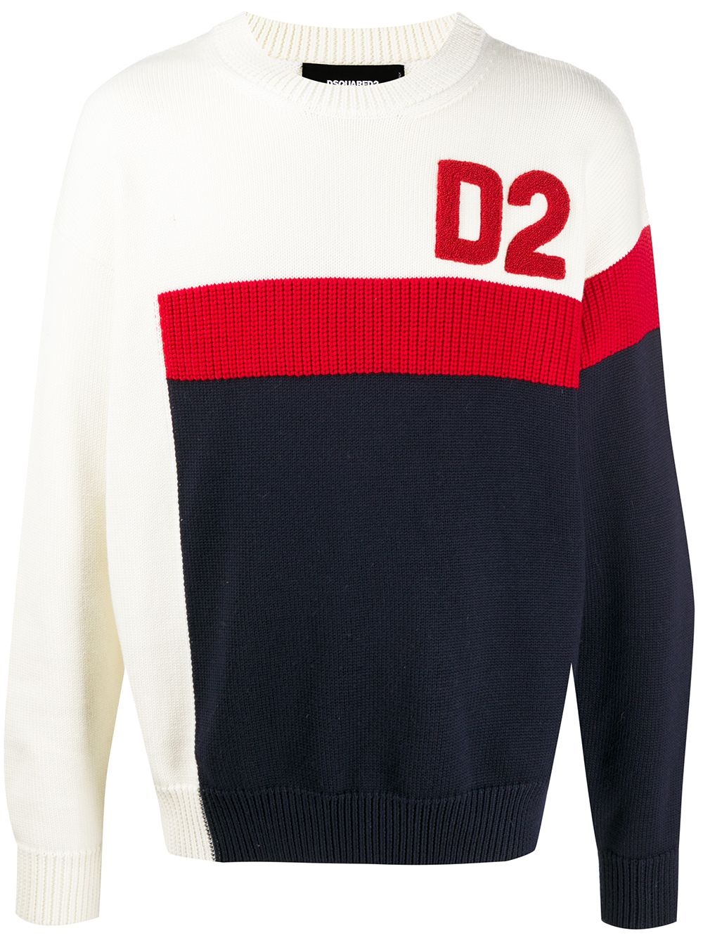 colour-block crew neck sweater - 1