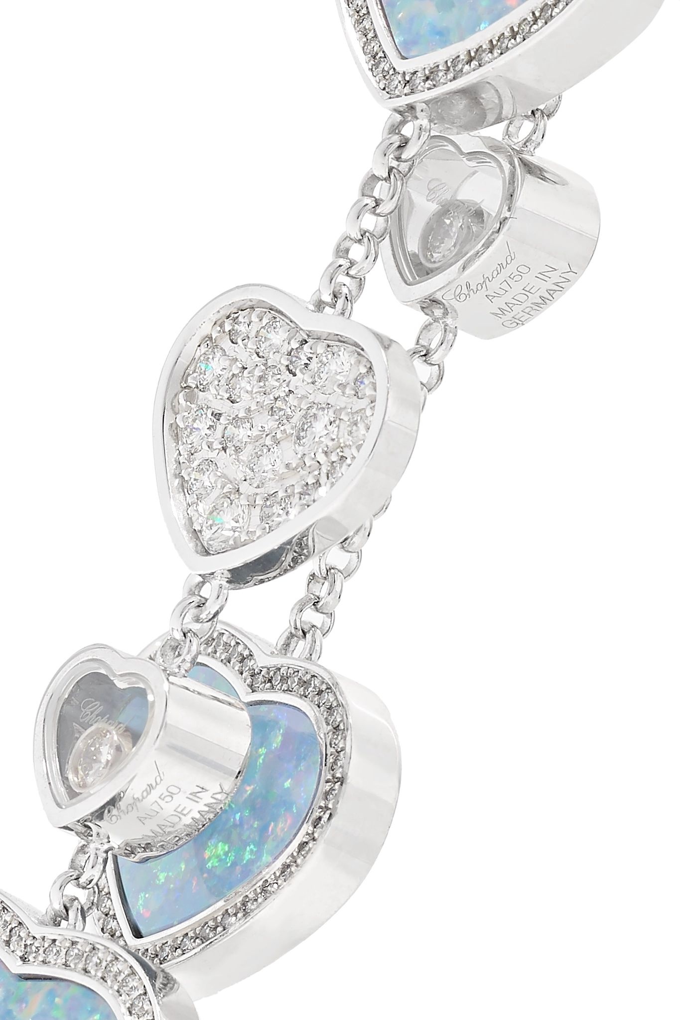 Happy Hearts 18-karat white gold, diamond and opal earrings - 4