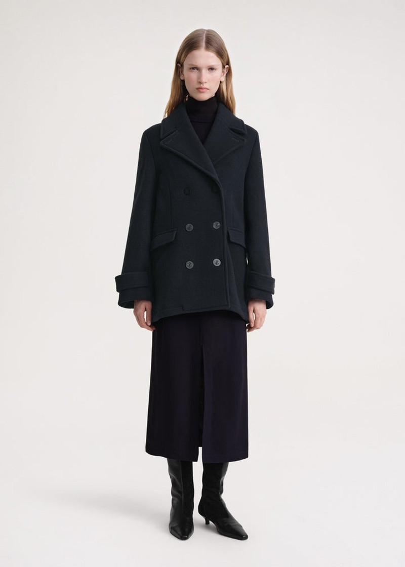 Totême Soft felted wool peacoat navy outlook