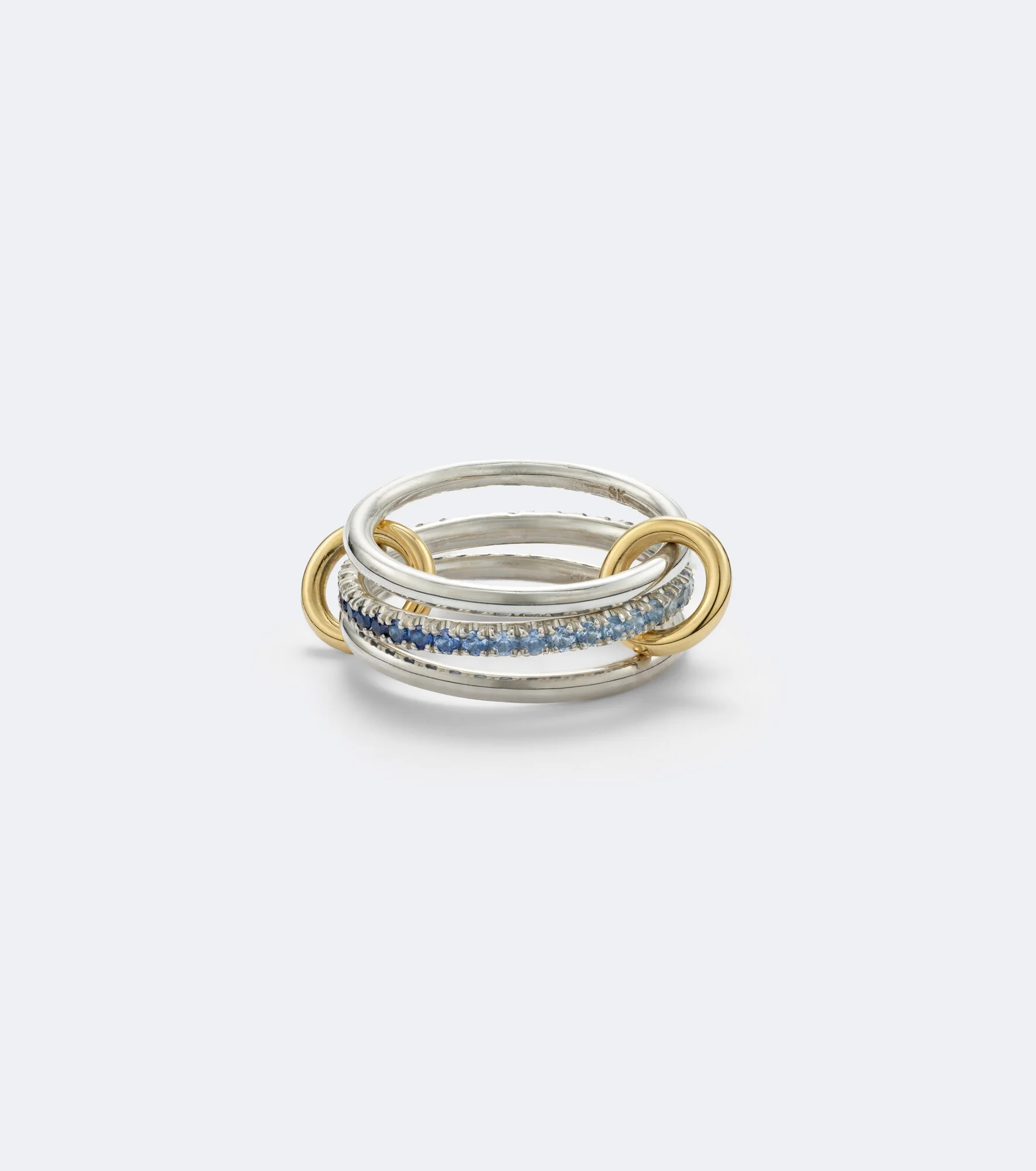 Tigris sterling silver and 18kt gold ring with sapphires - 1