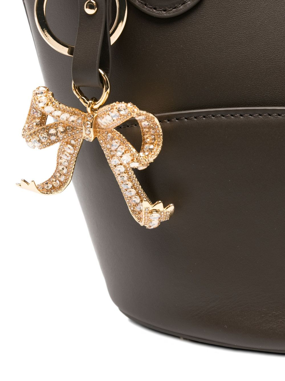 bow-charm leather bucket bag - 4