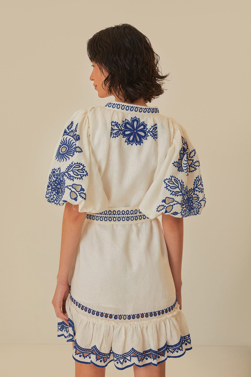 White Richelieu Euroflax™ Premium Linen Mini Dress 4