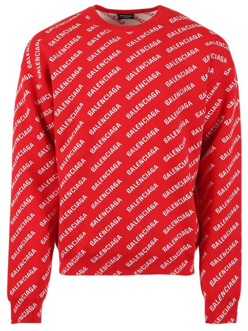 Mini Allover Logo Sweater Red And White - 1