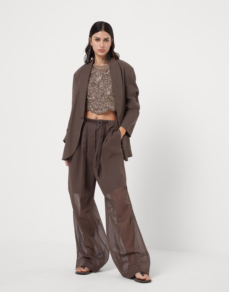 Cotton organza blazer with monili 5
