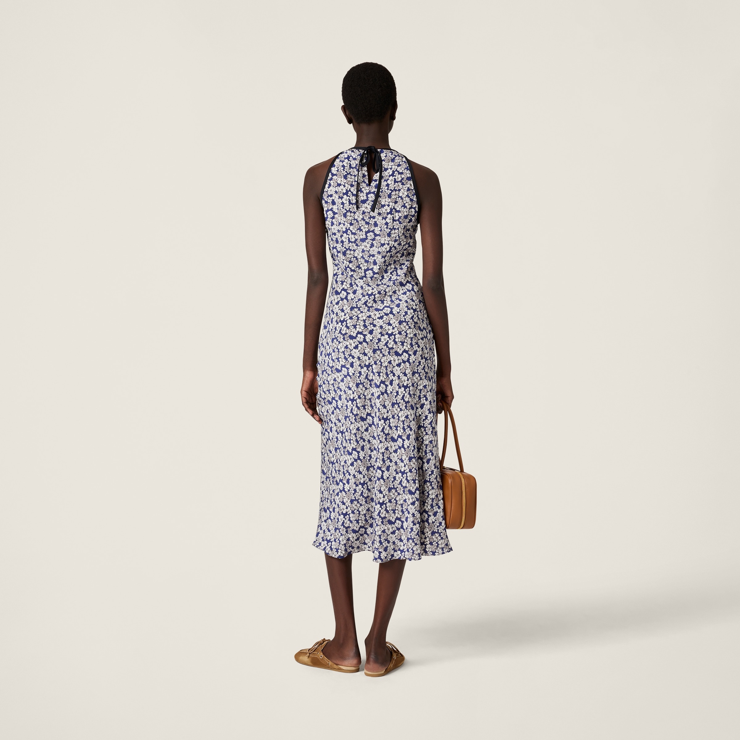 Long floral print crepe de chine dress - 3