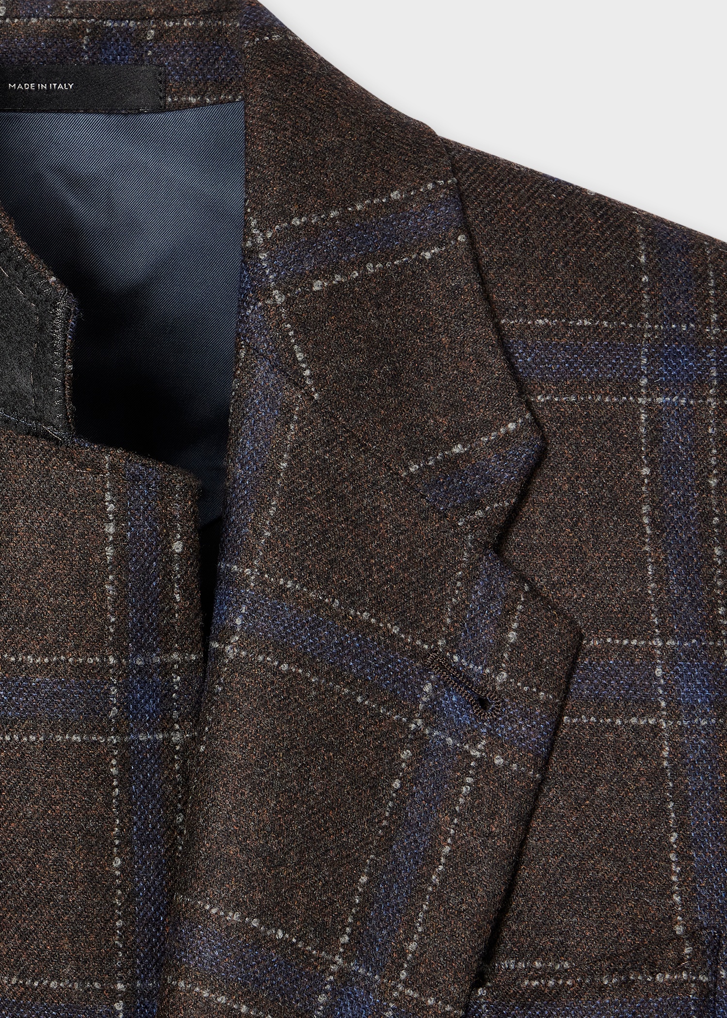 Dark Brown Check Wool-Cashmere Buggy-Lined Blazer - 2