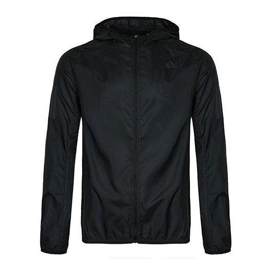 adidas Own The Run Jkt Running Athleisure Casual Sports hooded Zipper Jacket Black DN8763 - 1