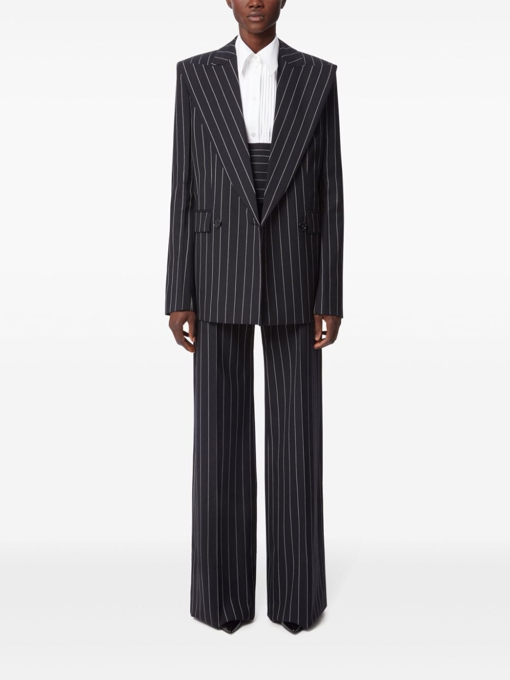 pinstripe wide leg pants - 2