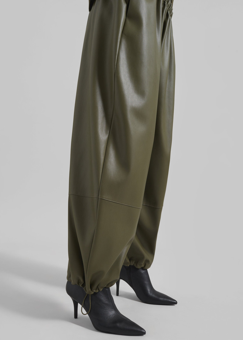 Briar Faux Leather Balloon Pants - Khaki 5