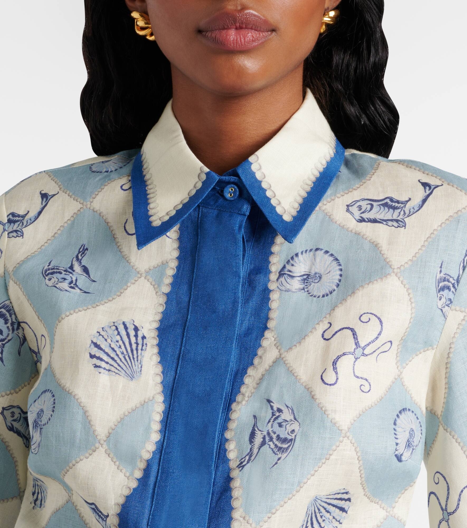 Printed linen minidress - 4