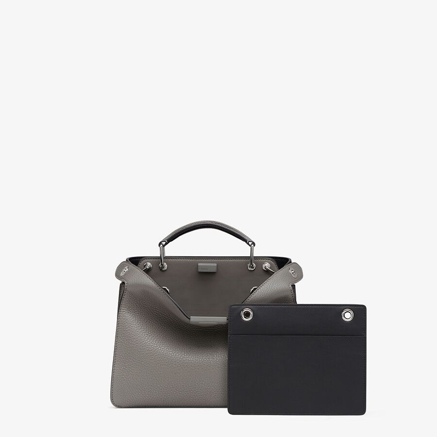 Gray and black leather bag - 2