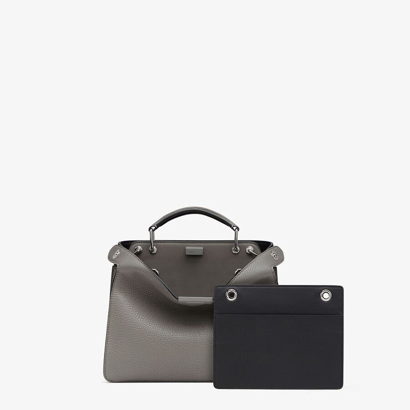 FENDI Gray and black leather bag outlook