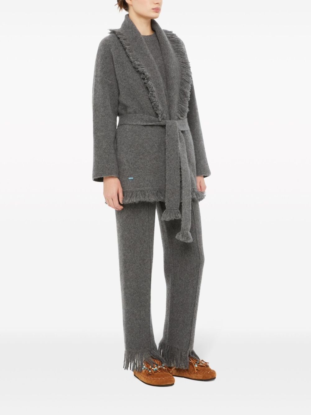 fringed-edge cashmere-blend cardigan - 4