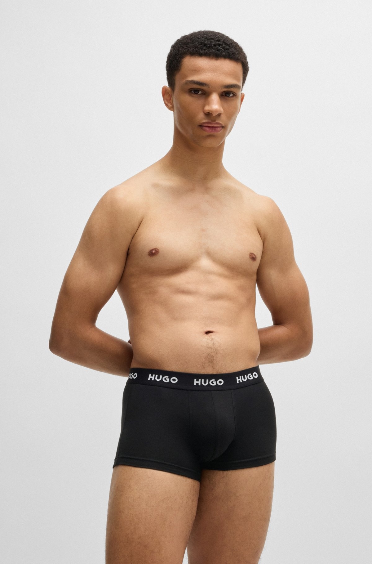 THREE-PACK OF STRETCH-COTTON TRUNKS WITH LOGO WAISTBANDS - 6