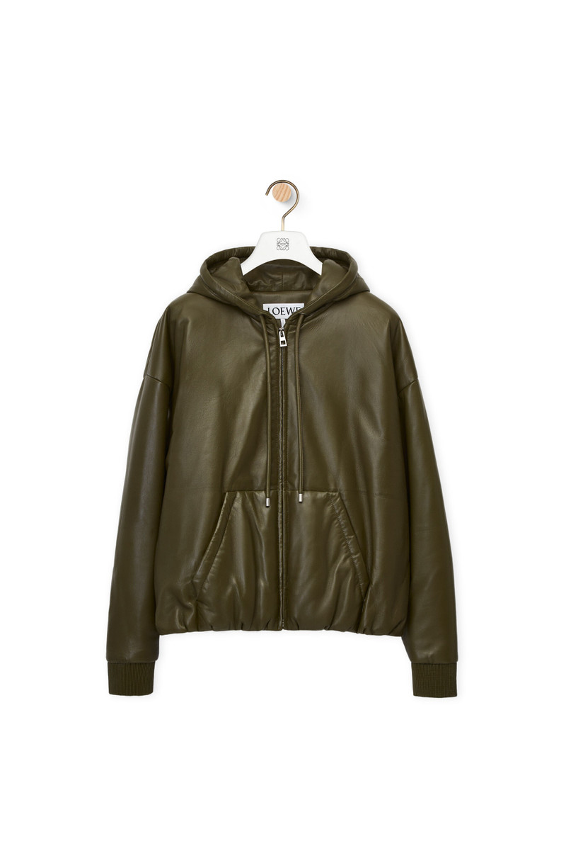 Zip-up puffer hoodie in nappa 1