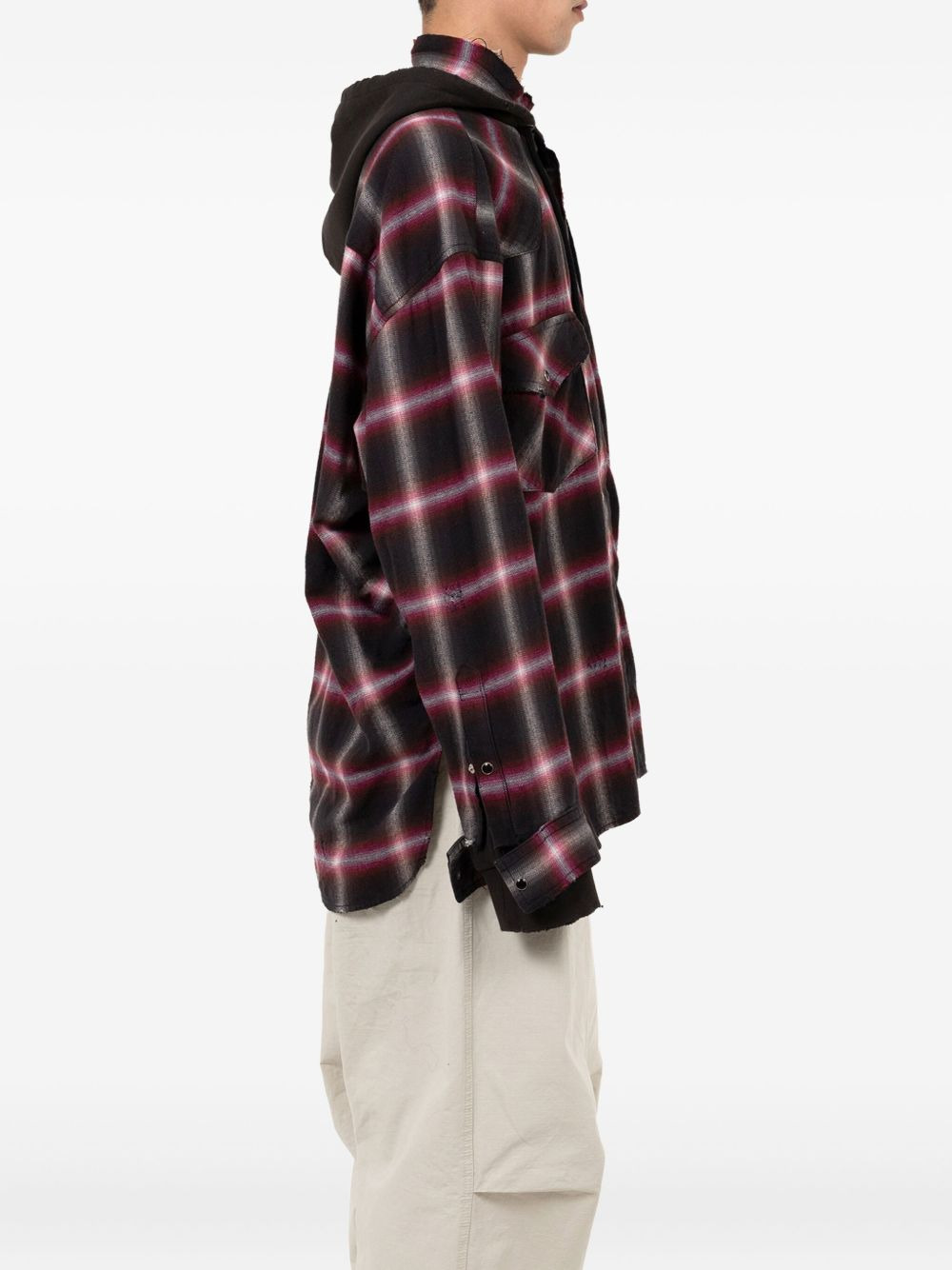plaid button hoodie - 4