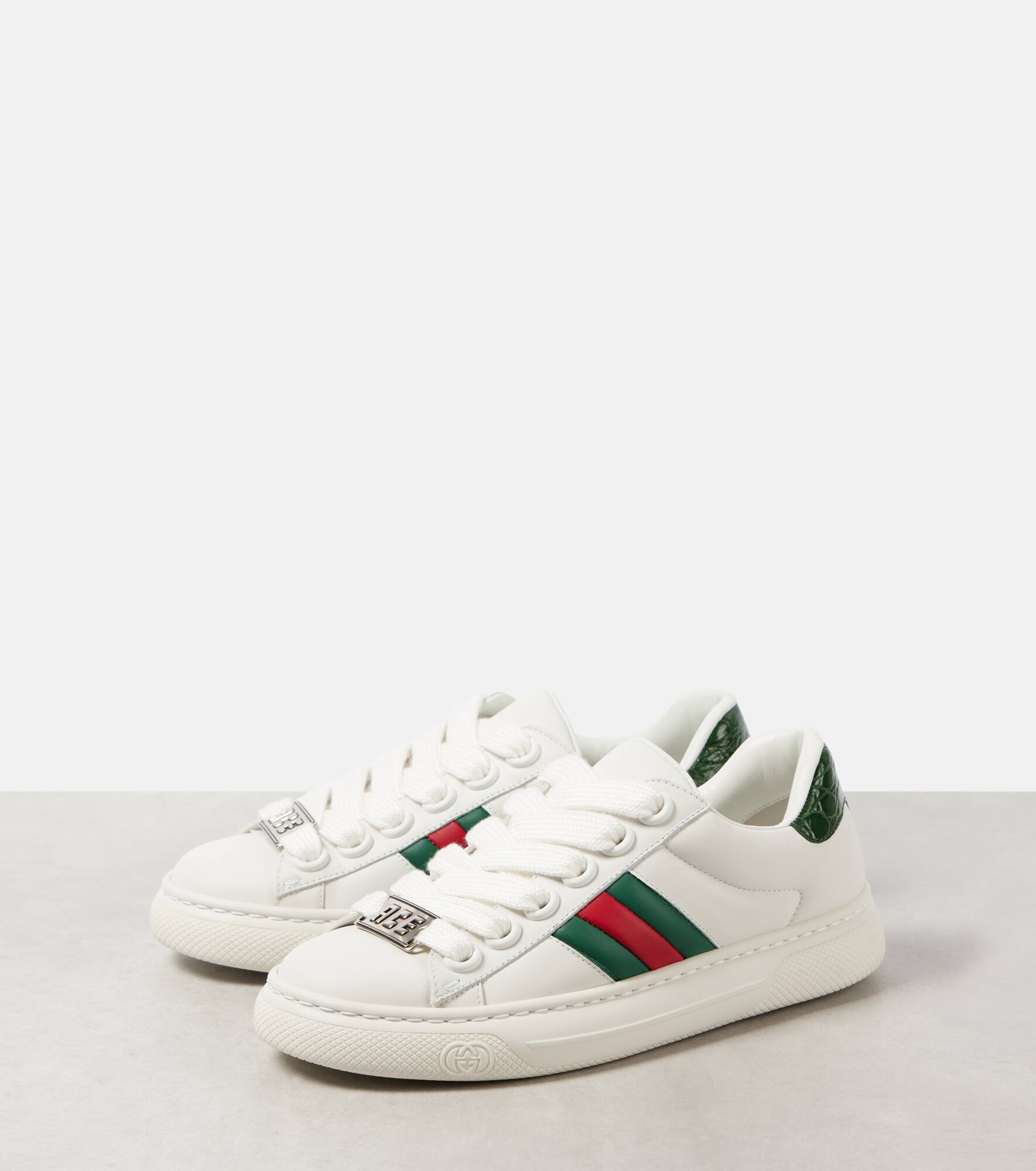 Ace Web Stripe leather sneakers - 4