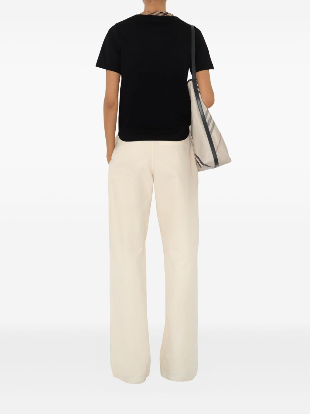 checked-trim T-shirt - 4