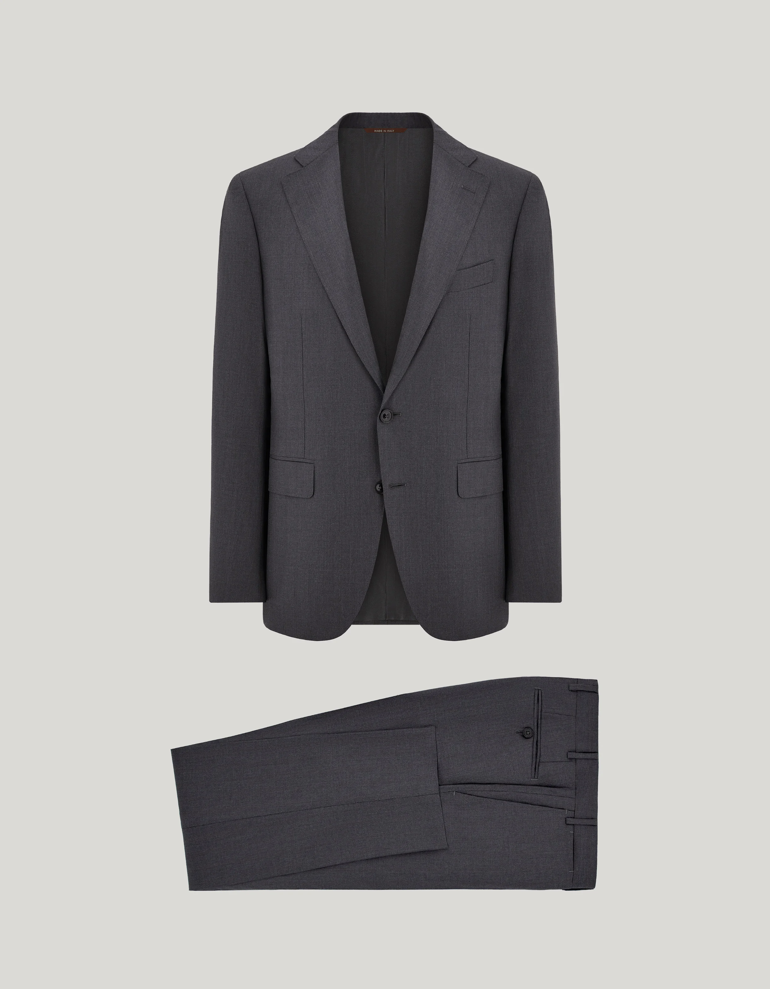 GRAY AND SAND 150'S WOOL PINSTRIPED MODERN-FIT SUIT - 1