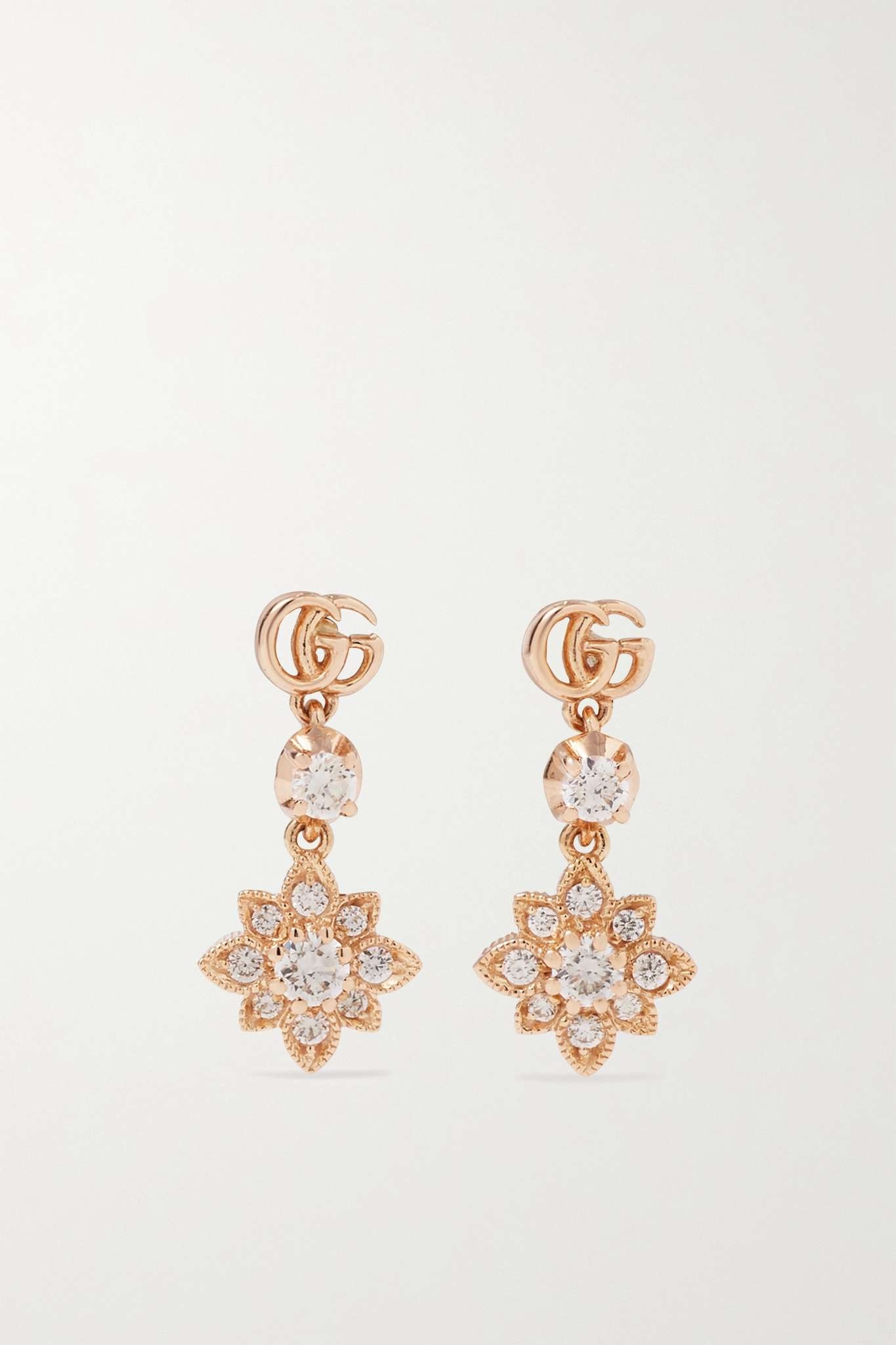 Flora 18-karat rose gold diamond earrings - 1