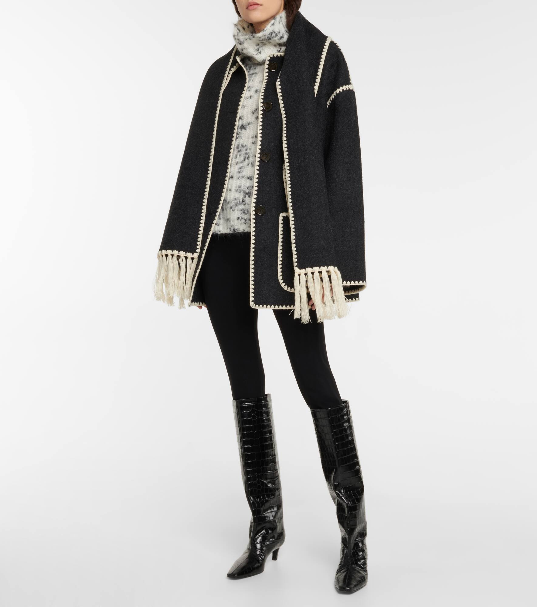 Croc-effect leather knee-high boots - 2