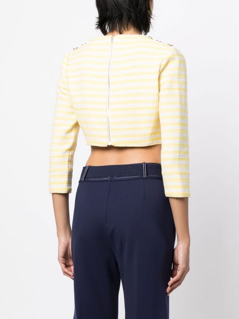 embroidered-striped cropped top - 4