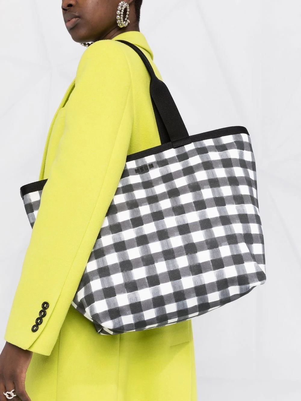 gingham-check tote bag - 3