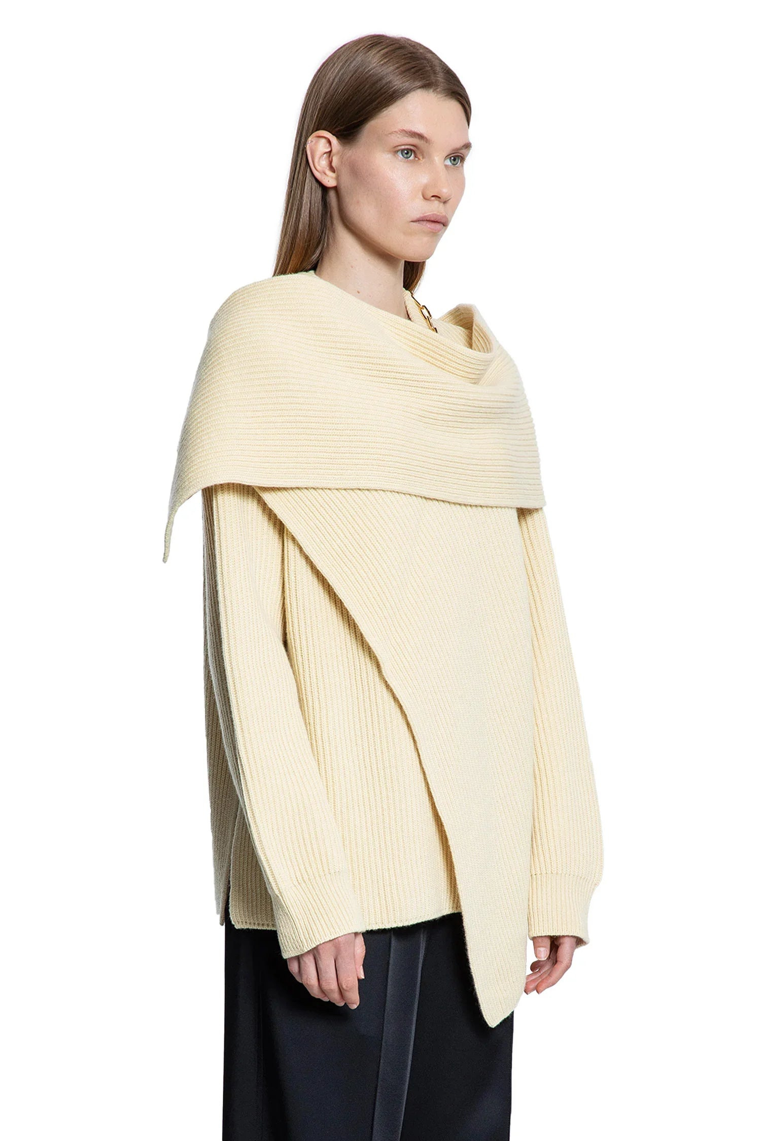Draped-Scarf-Neck-Sweater - 2