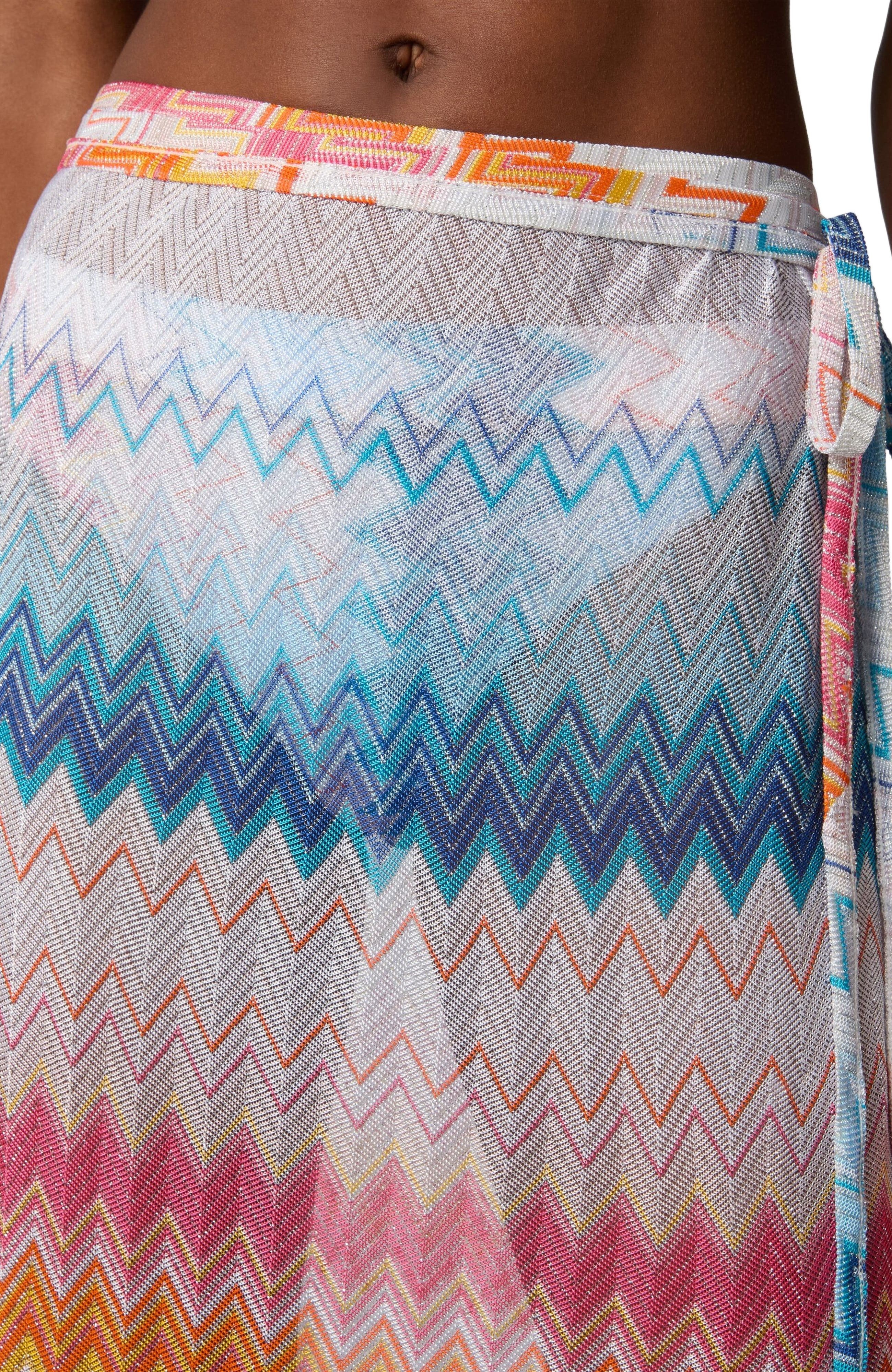 Missoni Long Skirt In Zig Zag Lamé Viscose Blend With Drawstring in Multicoloured at Nordstrom - 4