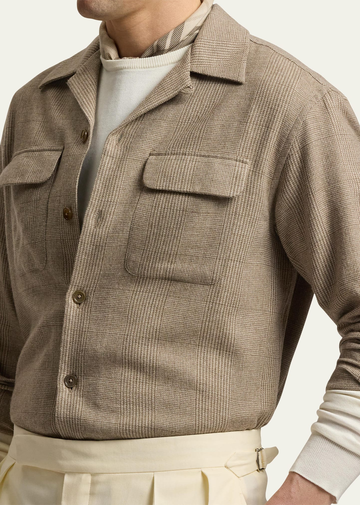 Men's Colton Tonal Check Double-Pocket Sport Shirt - 5