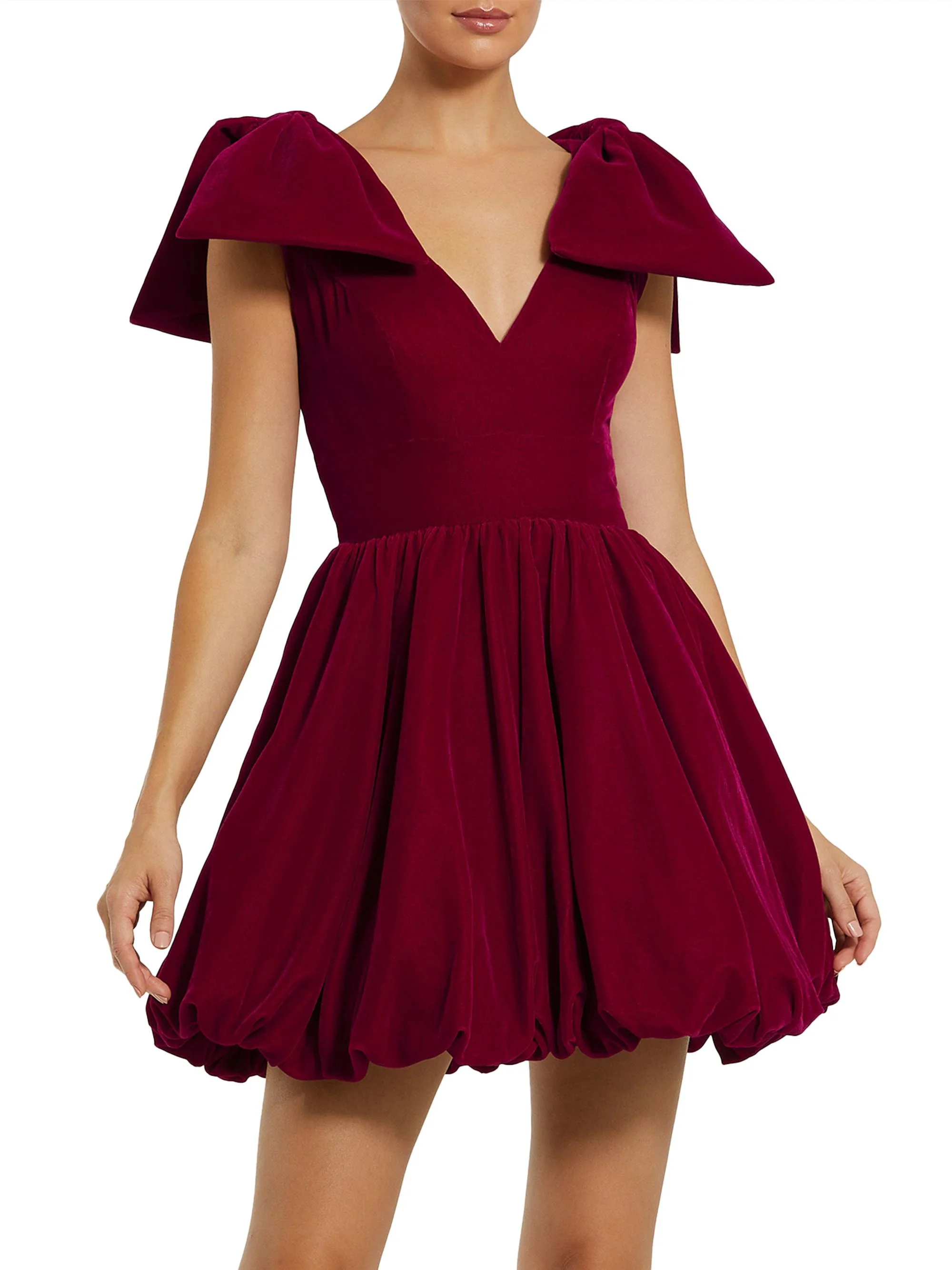 Women's Bow Shoulder Cocktail Minidress - Berry - 1