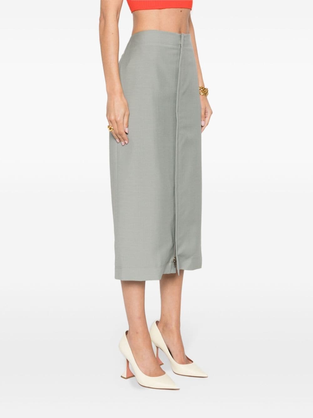 embroidered-logo midi skirt - 3