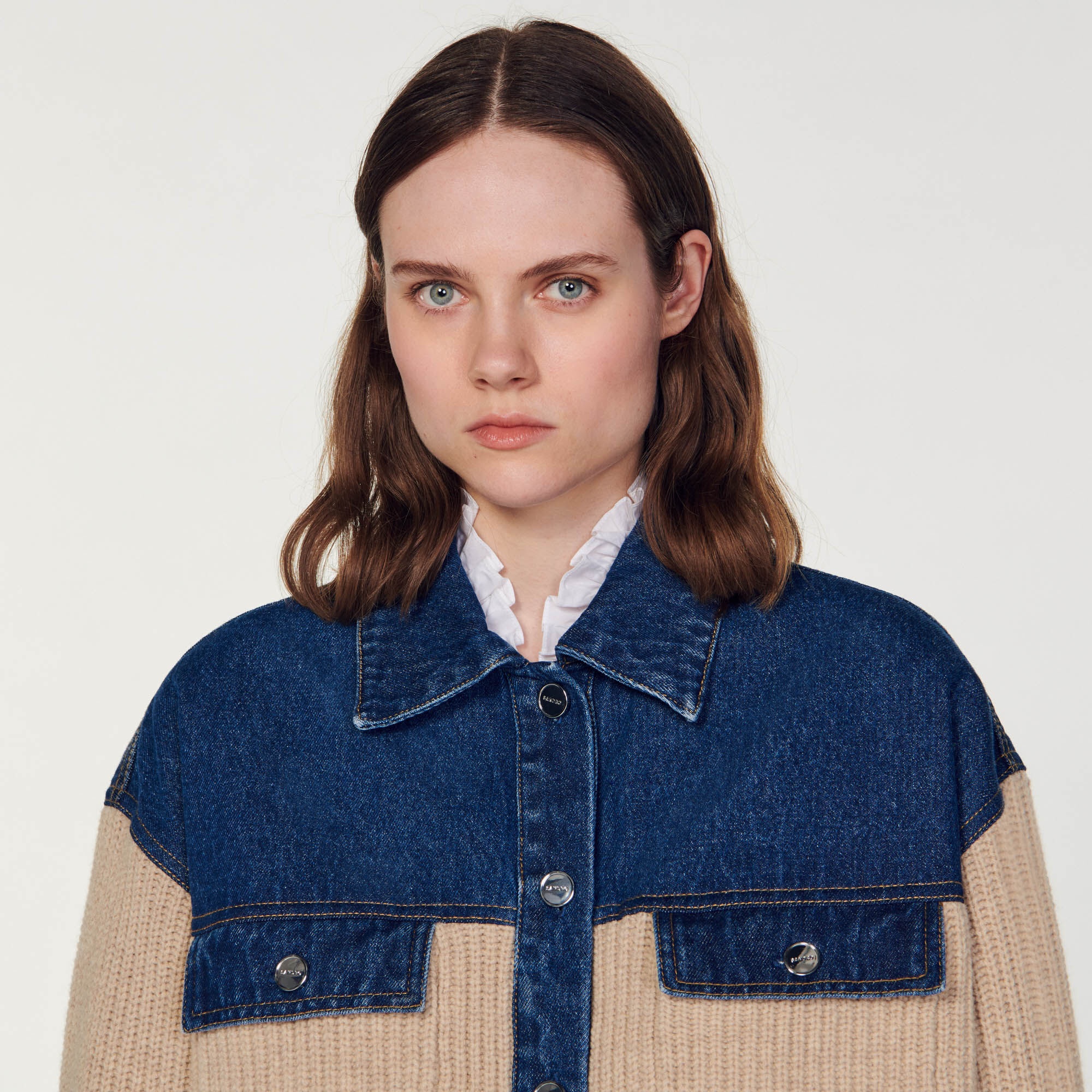 KNIT AND DENIM CARDICOAT - 4