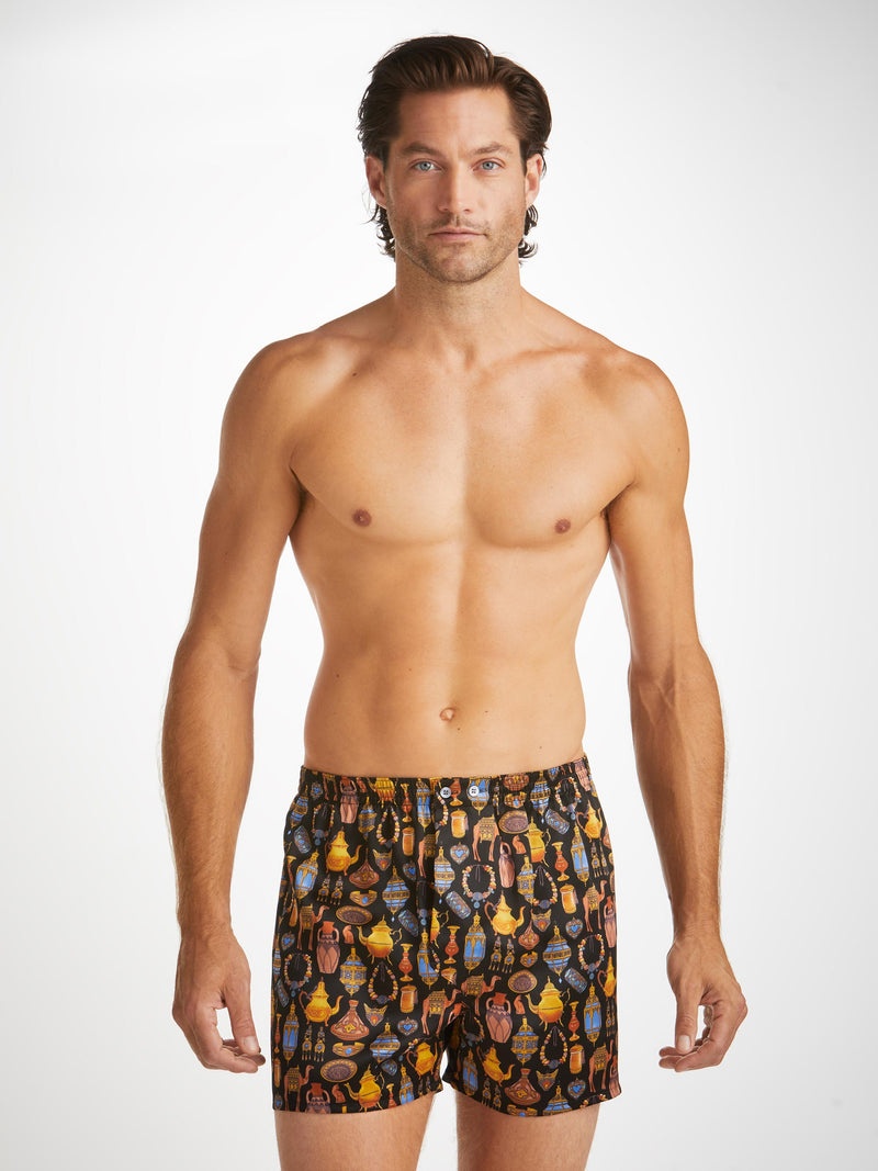 Men's Classic Fit Boxers Brindisi 100 Silk Satin Black - 2