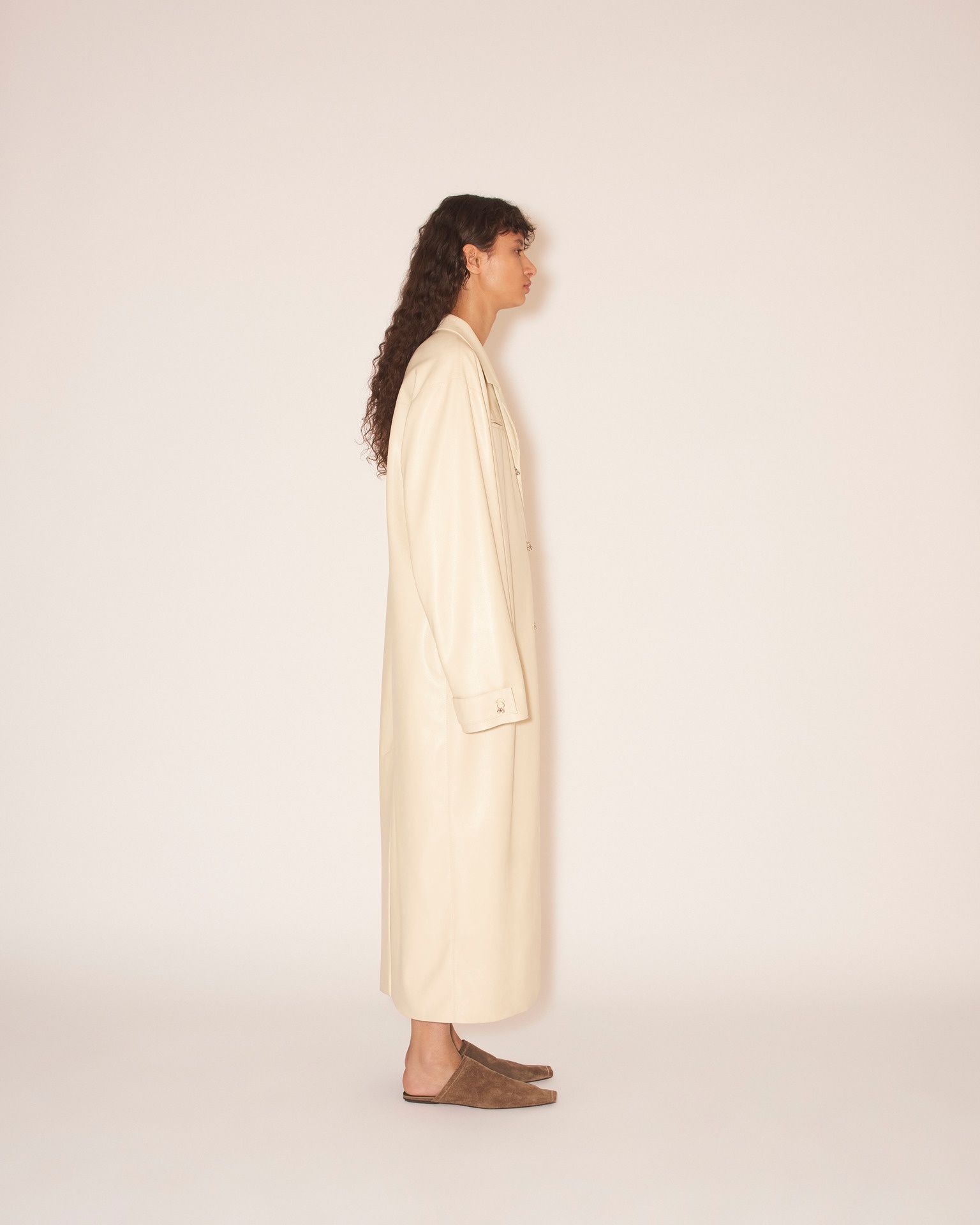 DORDI - OKOBOR™ alt-leather coat - Chalk - 5
