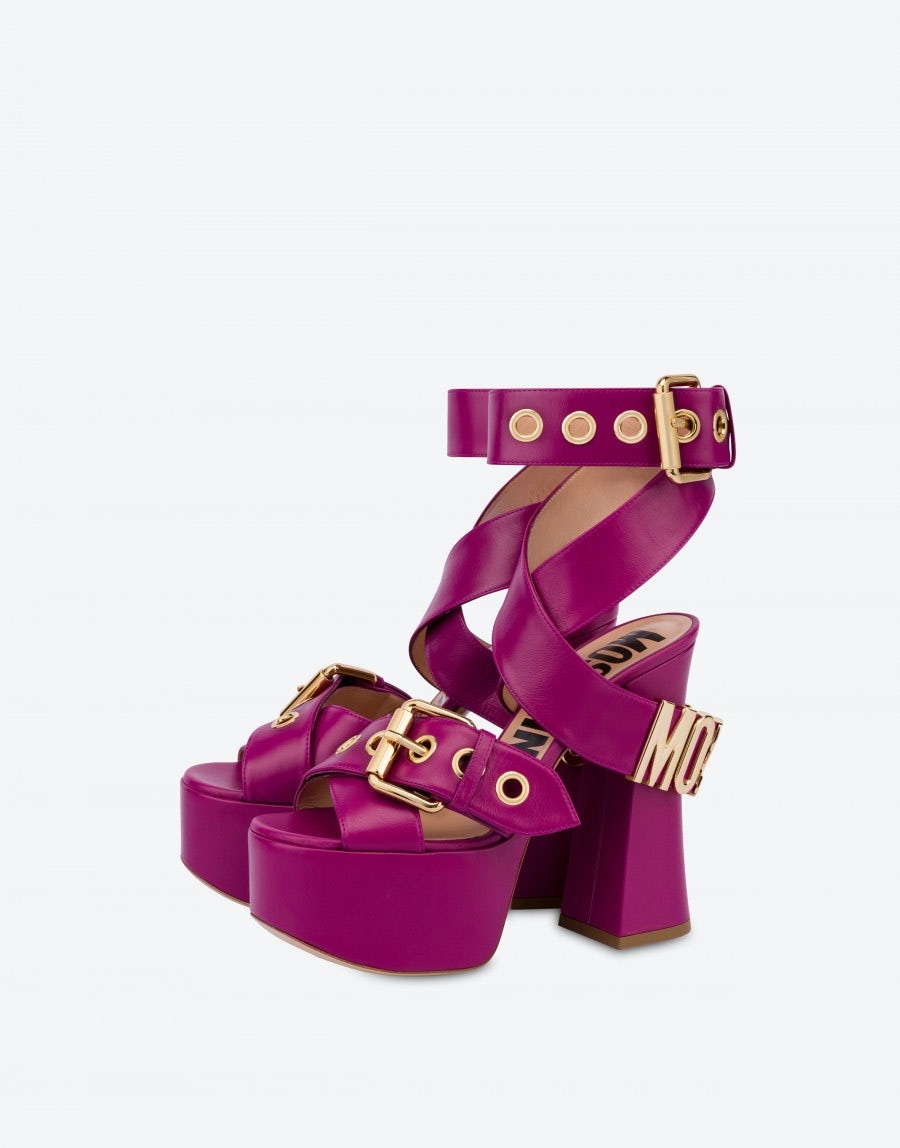 MOSCHINO BELT PLATFORM SANDALS - 1