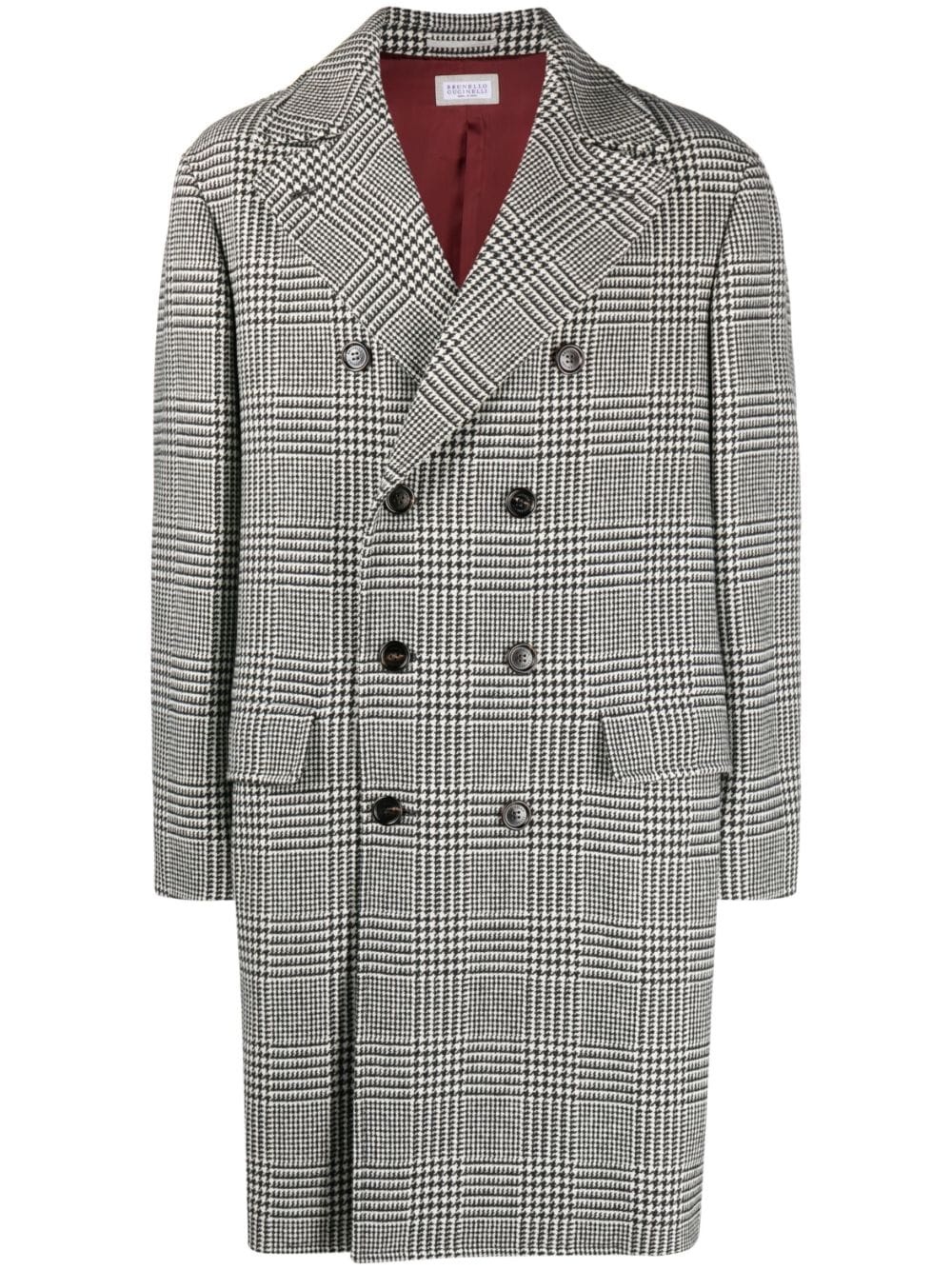 double-breasted checked coat - 1